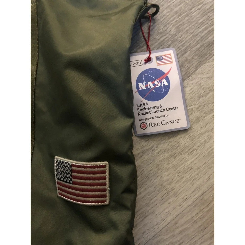 NASA Red Canoe Helmet Bag Patch Olive Green Unisex Large Tote Bag New W/Tags